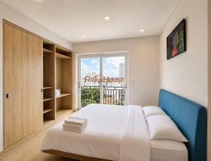 Bright Minimalist Top-floor 1BR Apartment For Rent in Thao Dien, District 2 | With Balcony, Pool & Gym